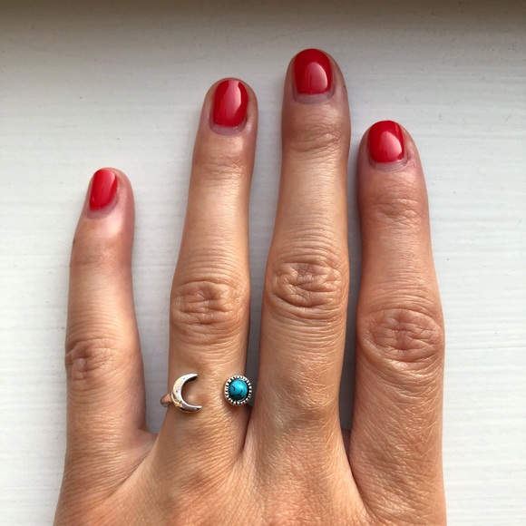 Boho Free People turquoise sun & moon ring - Picture 6 of 6